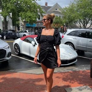 Elegant Black Puff Sleeve Dress